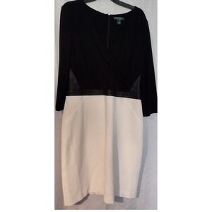 Lauren Ralph Lauren Dress 16 Excellent Plum Black and cream Cocktail dress